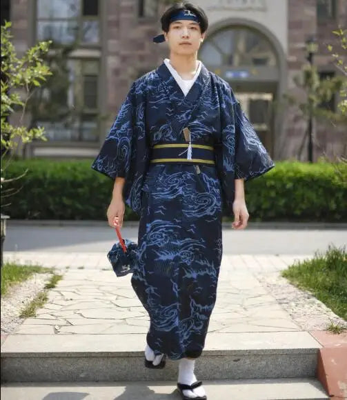 Blue Kimono: Traditional Japanese Kimono Robe - kimono-japan Kimono US Blue Kimono: Traditional Japanese Kimono Robe - kimono-japan Kimono US