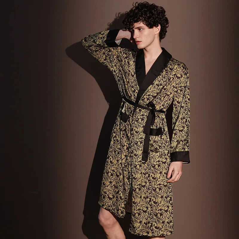 Short Silk Kimono Bathrobe